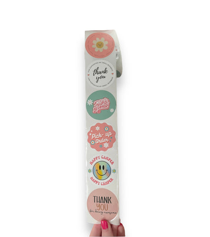Groovy & Floral Thank You / Small Business stickers