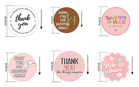 Western & Floral Thank You / Small Business stickers